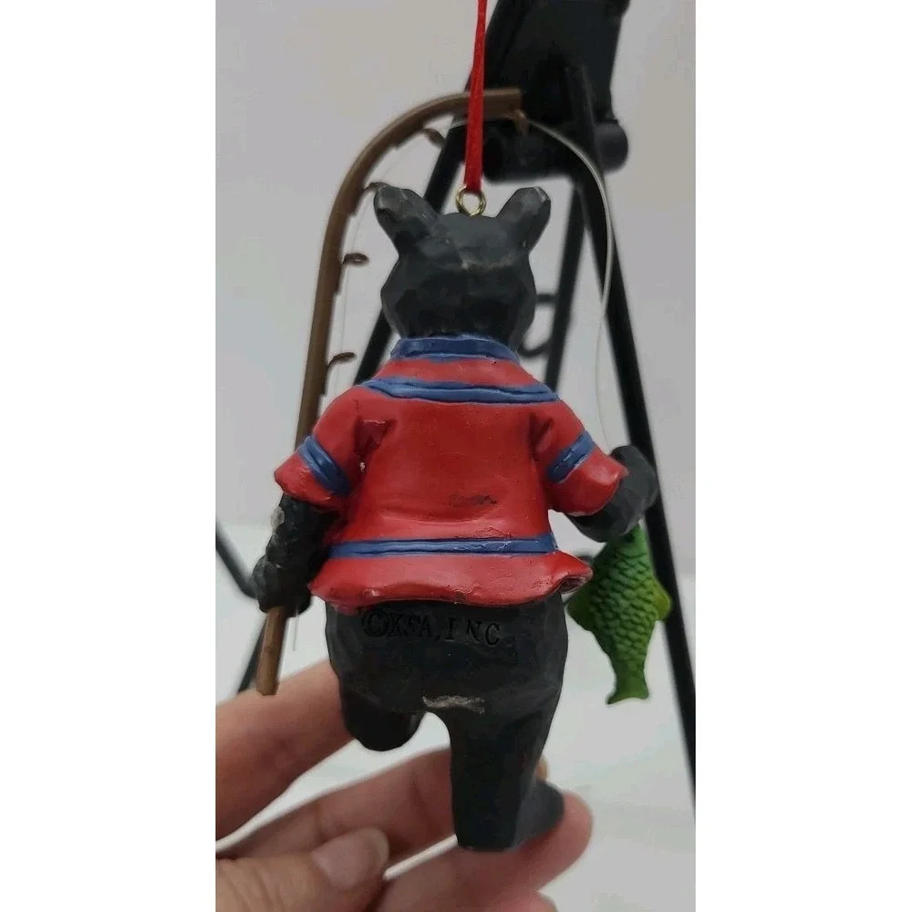Kurt Adler KSA‎ Black Bear Fishing Figure Ornament Women Want Me Fish Fear Me 5